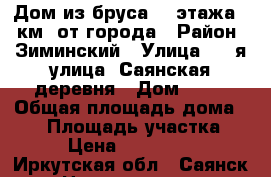 Дом из бруса, 2 этажа, 4 км. от города › Район ­ Зиминский › Улица ­ 2-я улица, Саянская деревня › Дом ­ 20 › Общая площадь дома ­ 50 › Площадь участка ­ 25 › Цена ­ 3 500 000 - Иркутская обл., Саянск г. Недвижимость » Дома, коттеджи, дачи продажа   